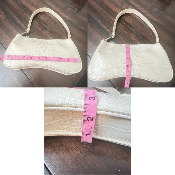 JW PEI Women’s Eva Shoulder Bag Elegant Cream Crocodile-Embossed Shoulder Bag - Picture 6 of 8